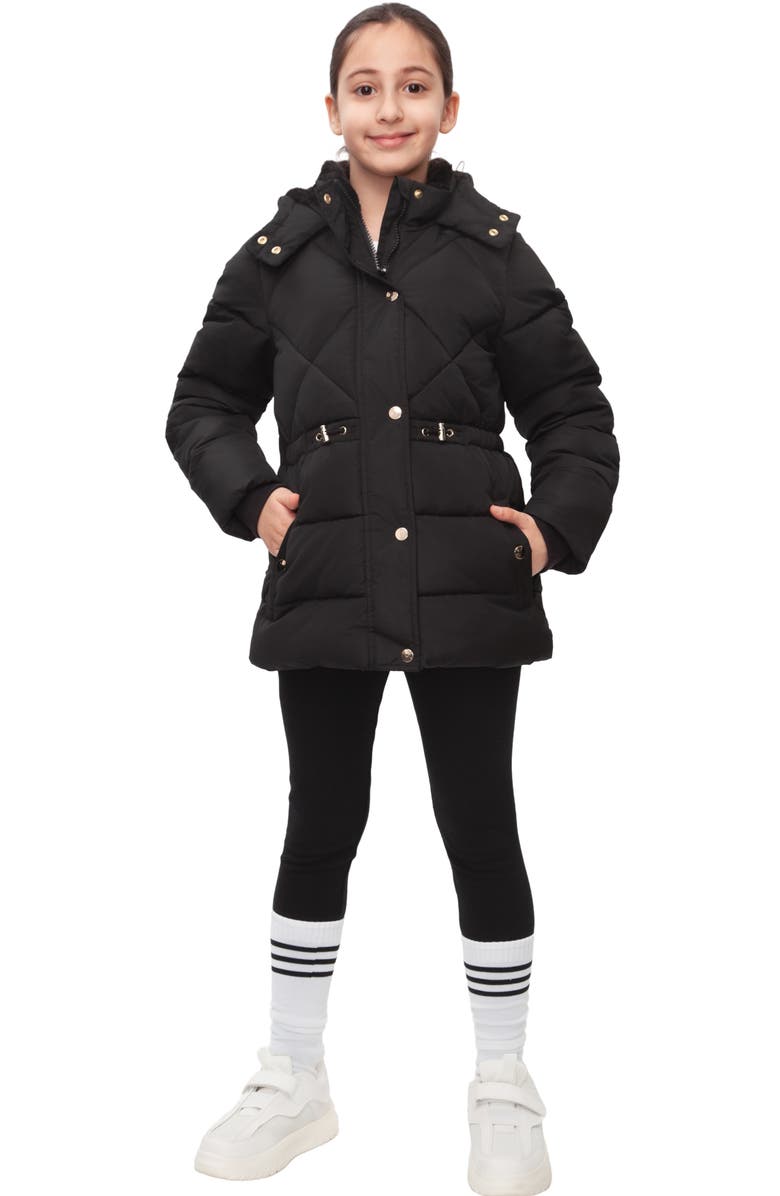 Rokka&Rolla Kids' Timeless Quilted Coat, Alternate, color, Black