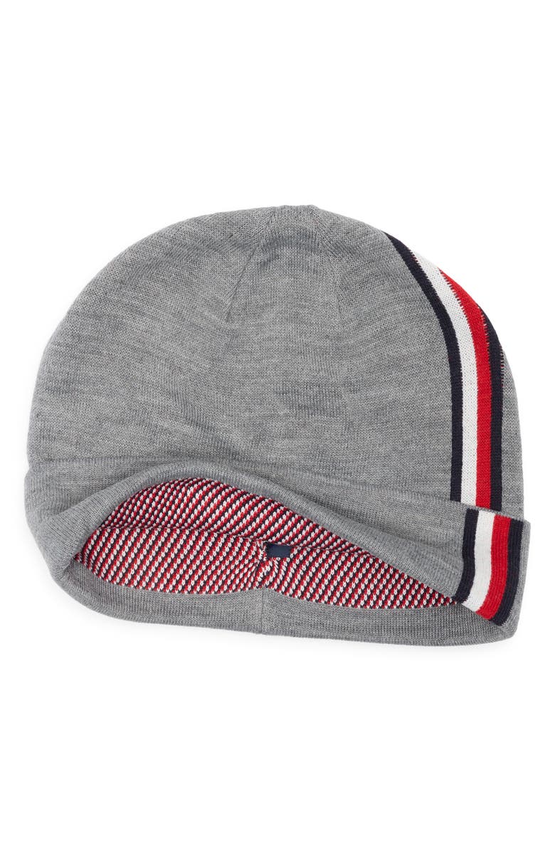 Tommy Hilfiger Vertical Stripe Cuffed Beanie, Alternate, color, Medium Grey Heathe