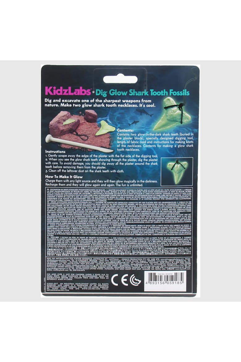Kidzlabs Dig Glow Shark Teeth Excavation Kit, Make 2 Glow Necklaces, Alternate, color, Multicolored