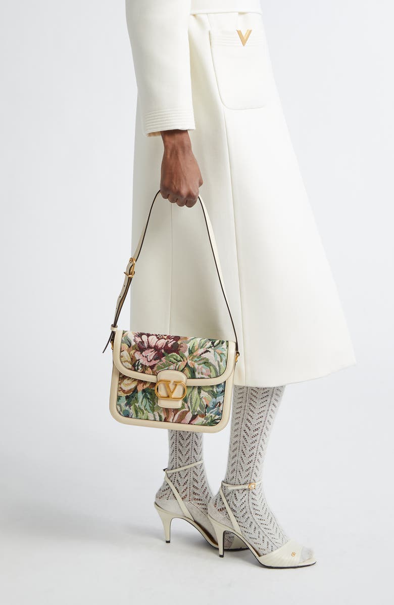 Valentino Garavani 9TO5 Embroidered Jacquard Shoulder Bag, Alternate, color,