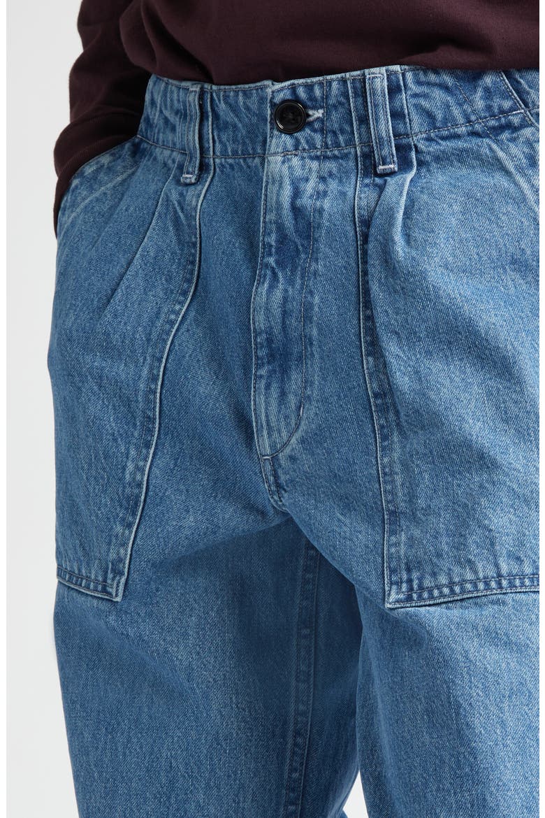 Pleated Denim Fatigue Pants, Alternate, color, INDIGO
