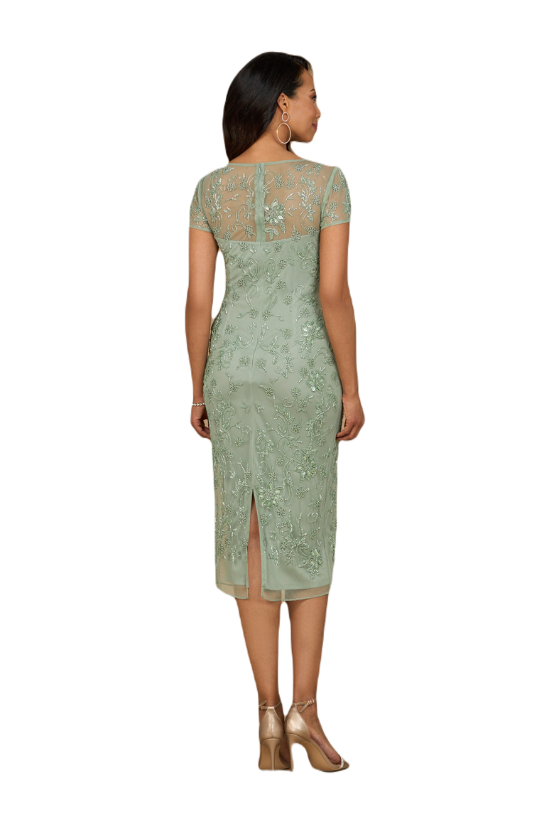 Beaded Midi Dress with Cap Sleeves, Alternate, color, Mint