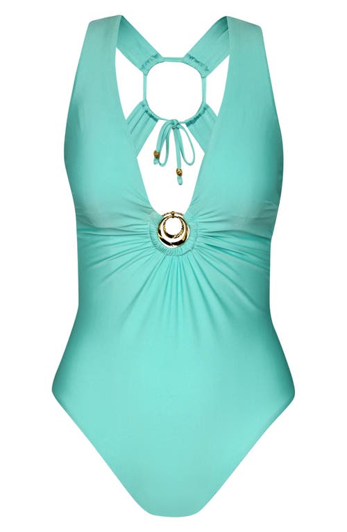 Sunshine 79 Solids Plunge One-piece Swimsuit In Blue