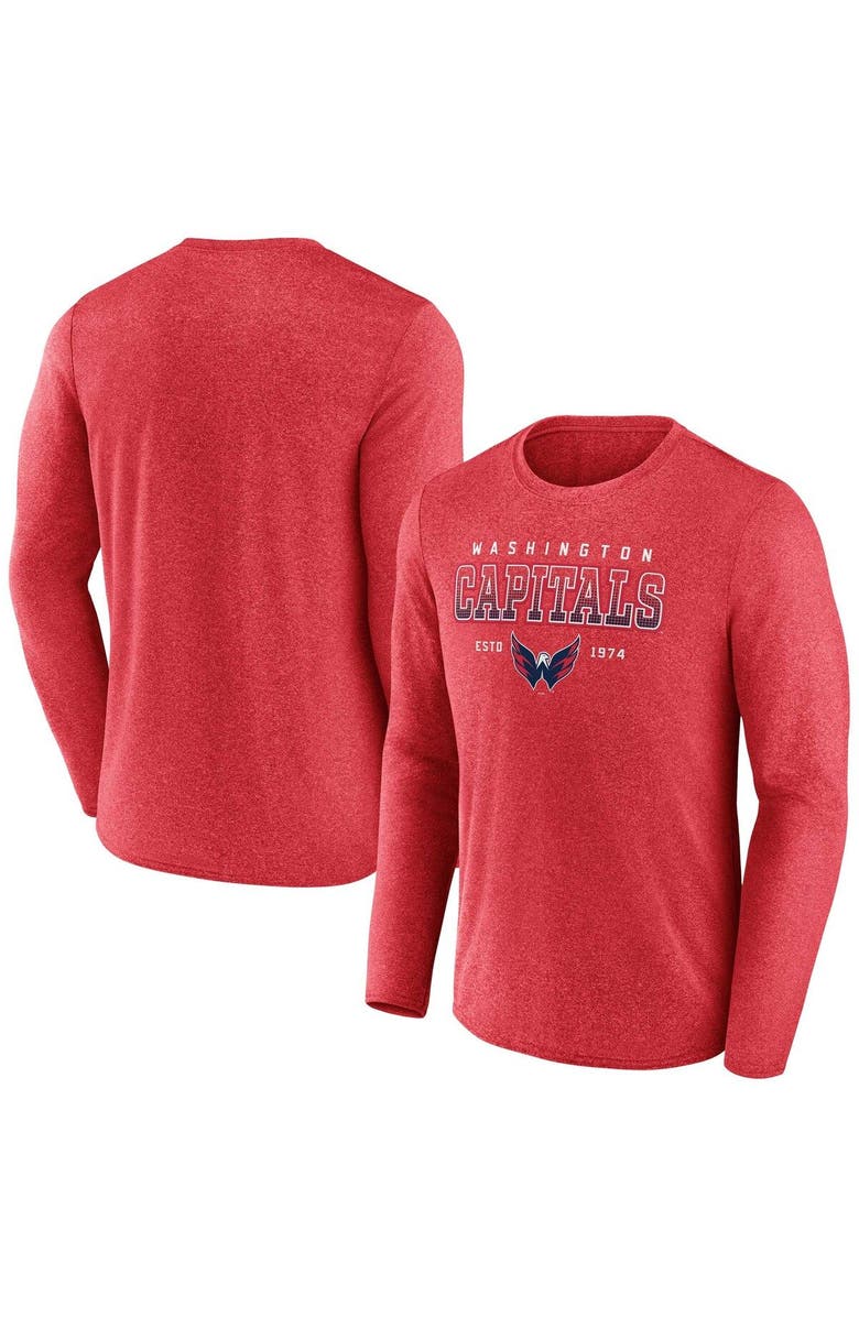 FANATICS Men's Fanatics Branded Heather Red Washington Capitals Long Sleeve T-Shirt, Main, color, 
