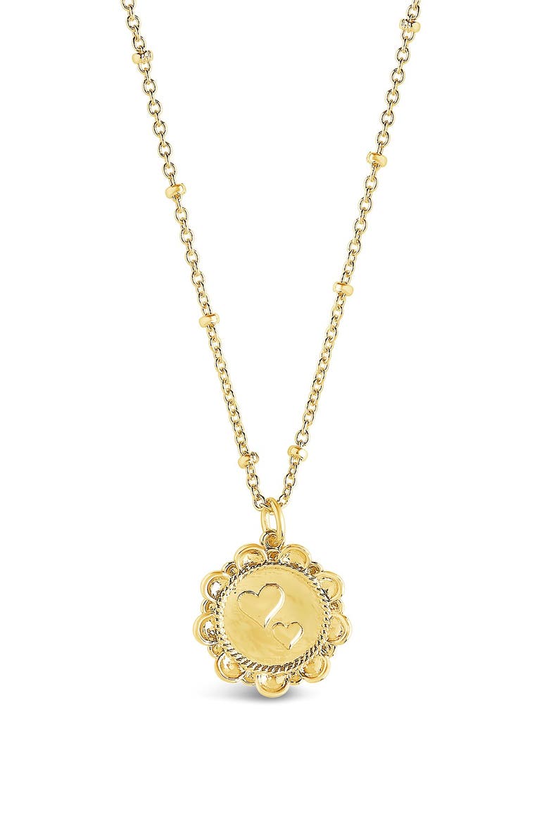 14K Yellow Gold Plated Rope Heart Medallion Pendant Necklace, Main, color, GOLD