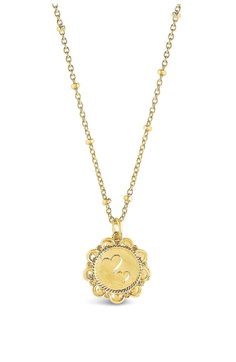 Sterling Forever 14K Yellow Gold Plated Rope Heart Medallion Pendant Necklace, Main, color, Gold