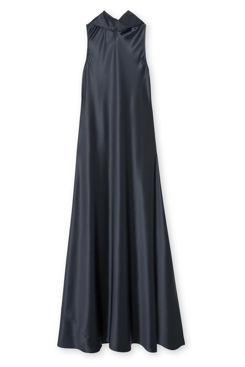 Fae Tie Back Sleeveless Satin Maxi Dress, Alternate, color, GREY