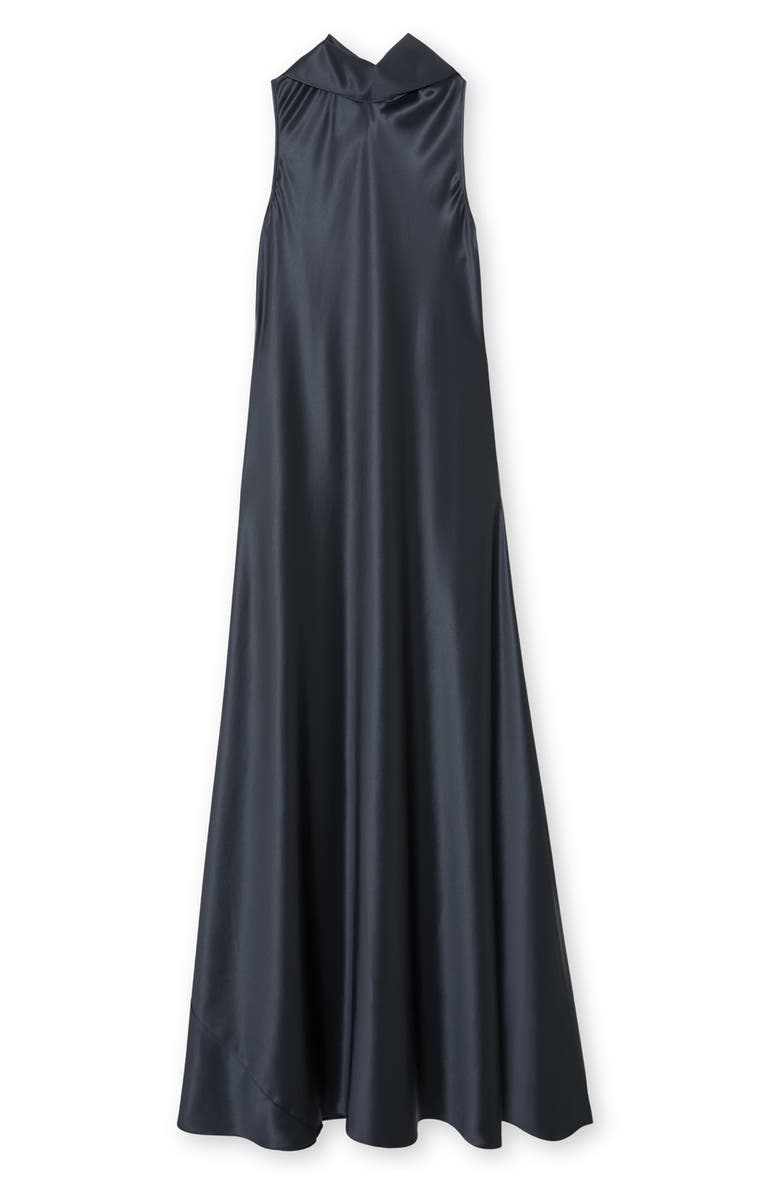 Reiss Fae Tie Back Sleeveless Satin Maxi Dress, Alternate, color, Grey