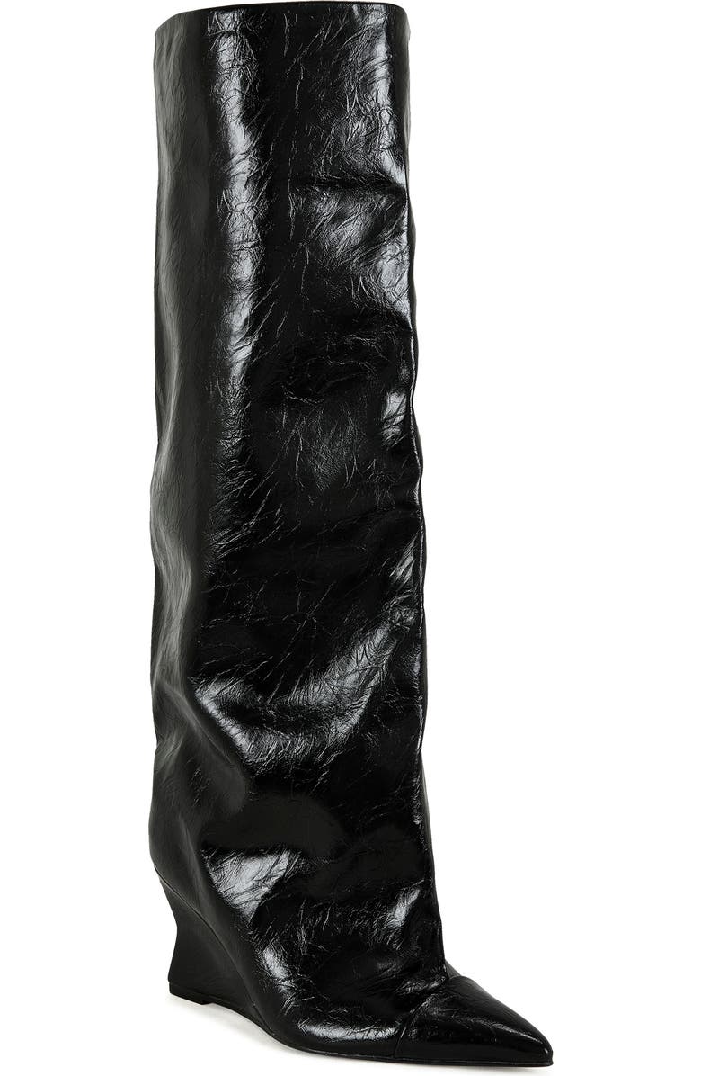 AZALEA WANG Kenya Wide Shaft Wedge Boot, Main, color, Black