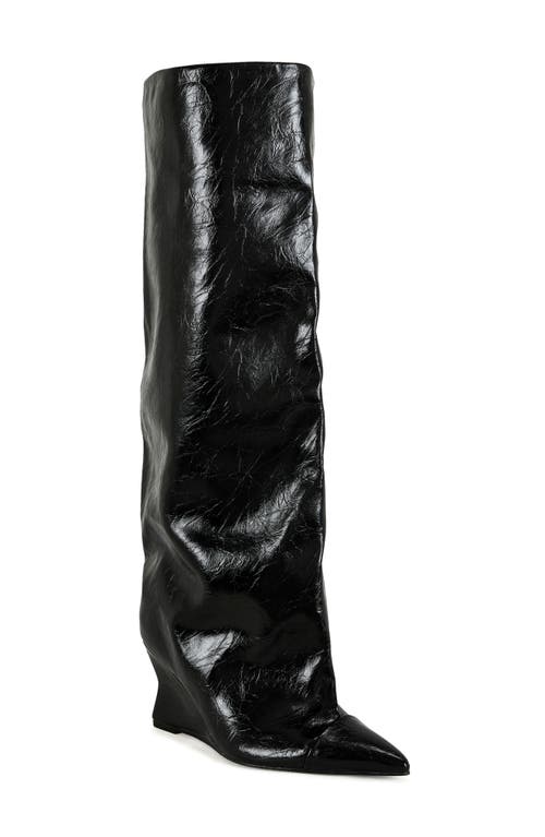 Azalea Wang Kenya Wide Shaft Wedge Boot In Black