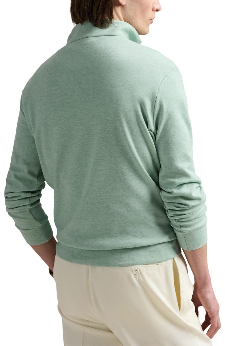 Polo Ralph Lauren Textured Double Knit Quarter Zip Pullover, Alternate, color, Celadon Heather/ Nevis