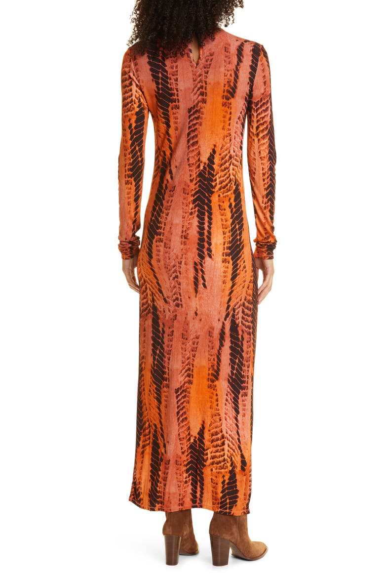 Tallia Tie Dye Long Sleeve Jersey Dress, Alternate, color, BROWN