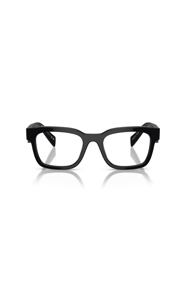 Prada 53mm Rectangle optical glasses, Alternate, color, Black