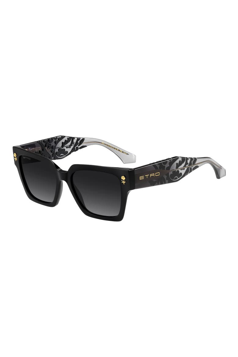 55mm Gradient Rectangular Sunglasses, Alternate, color, BLACK/ DARK GREY SF