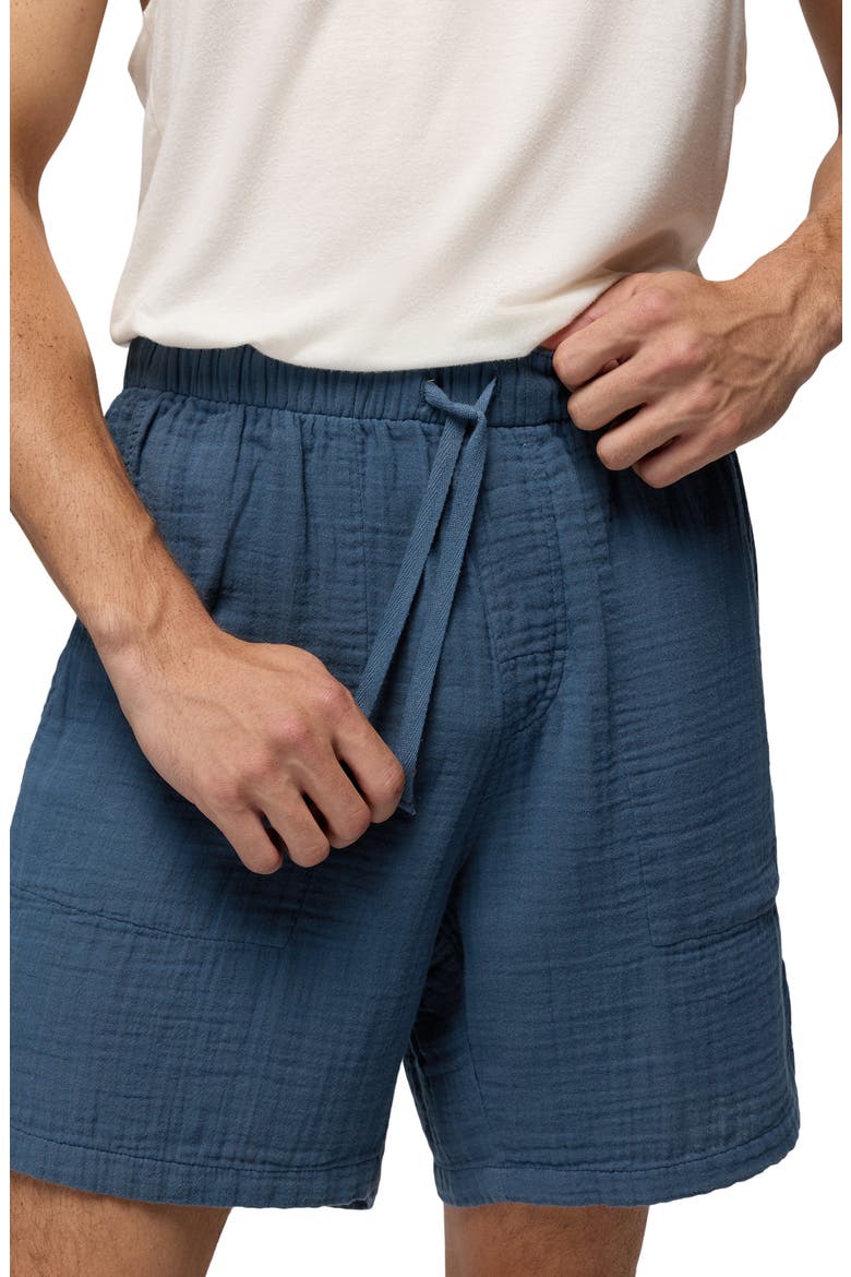 Hideaways Organic Cotton Drawstring Shorts, Alternate, color, BLUFF BLUE