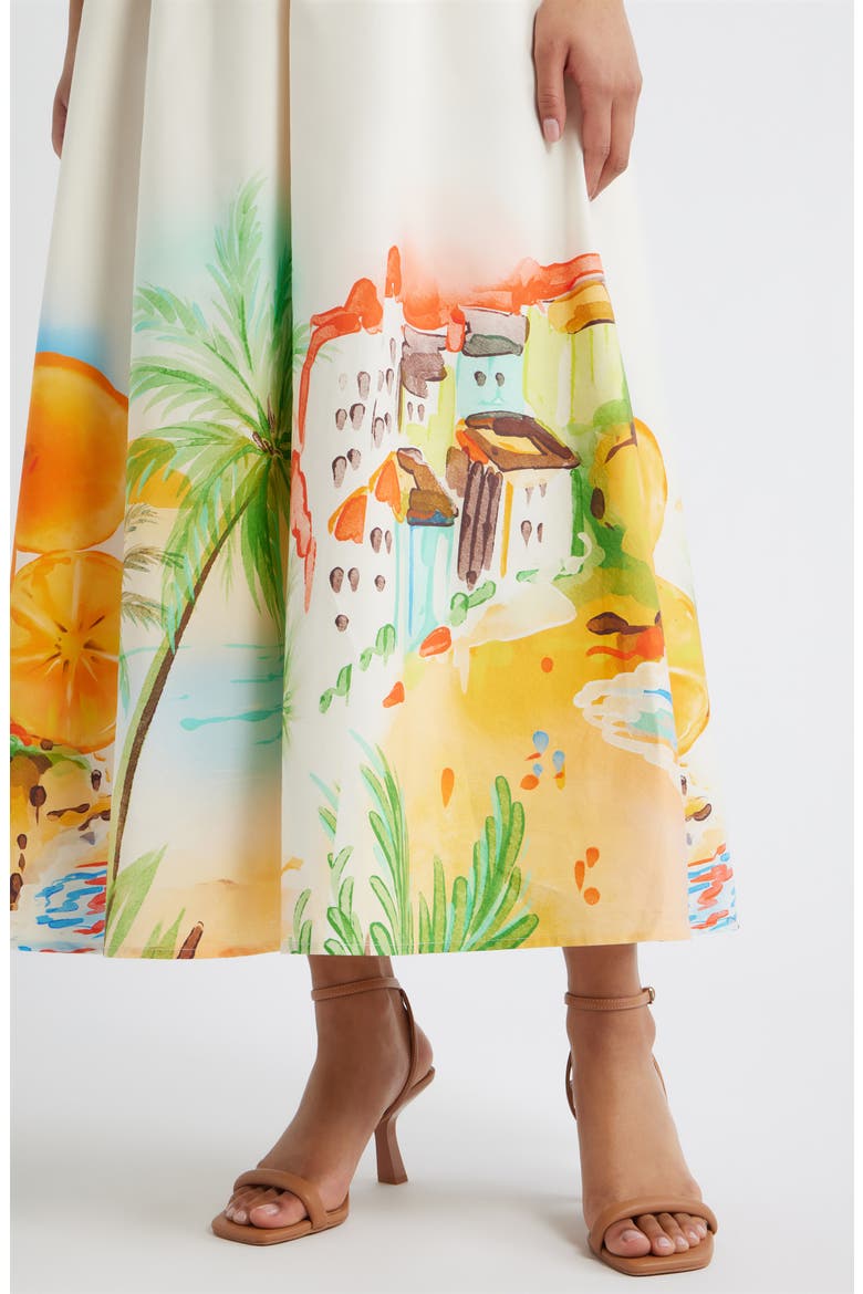 Sicily Cotton Poplin Maxi Sundress, Alternate, color, POSTCARD