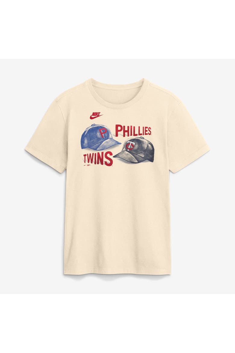 Men's Nike Cream Philadelphia Phillies vs. Minnesota Twins 2026 Field of Dreams Matchup T-Shirt, Main, color, Cream