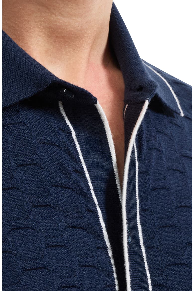 Short Sleeve Full Button Sweater, Alternate, color, NAVY