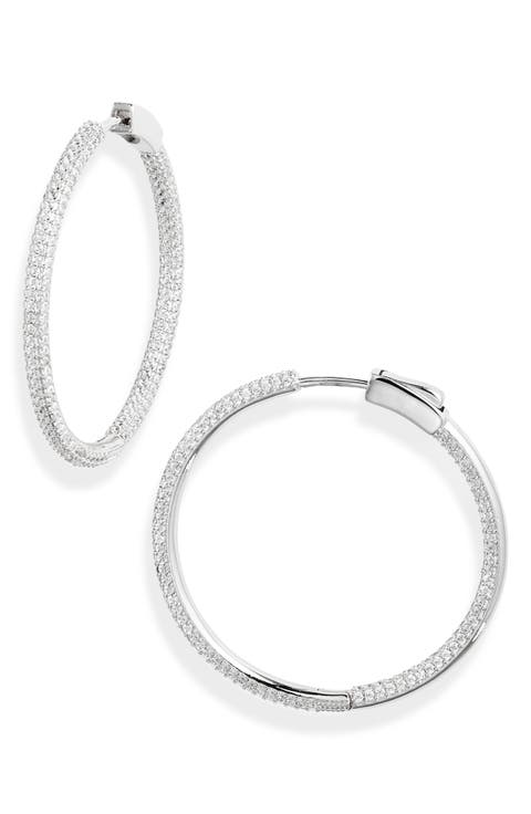 Crystal Pavé Inside Outside Hoop Earrings