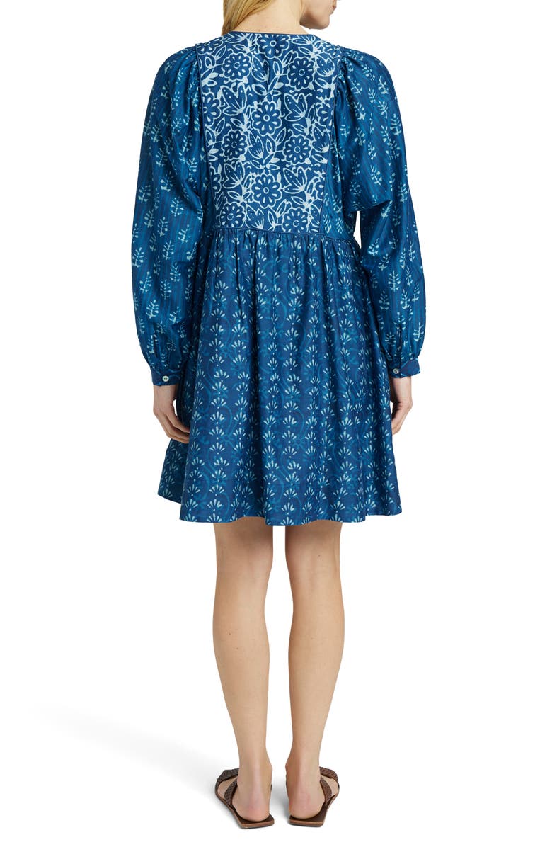 Faherty Solstice Mixed Print Long Sleeve Cotton & Silk Minidress, Alternate, color, Sunburst Mix