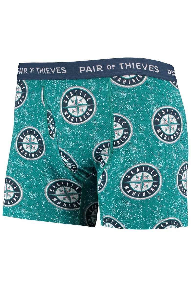 Men's Pair of Thieves Black/Aqua Seattle Mariners Super Fit 2-Pack Boxer Briefs Set, Alternate, color, Black