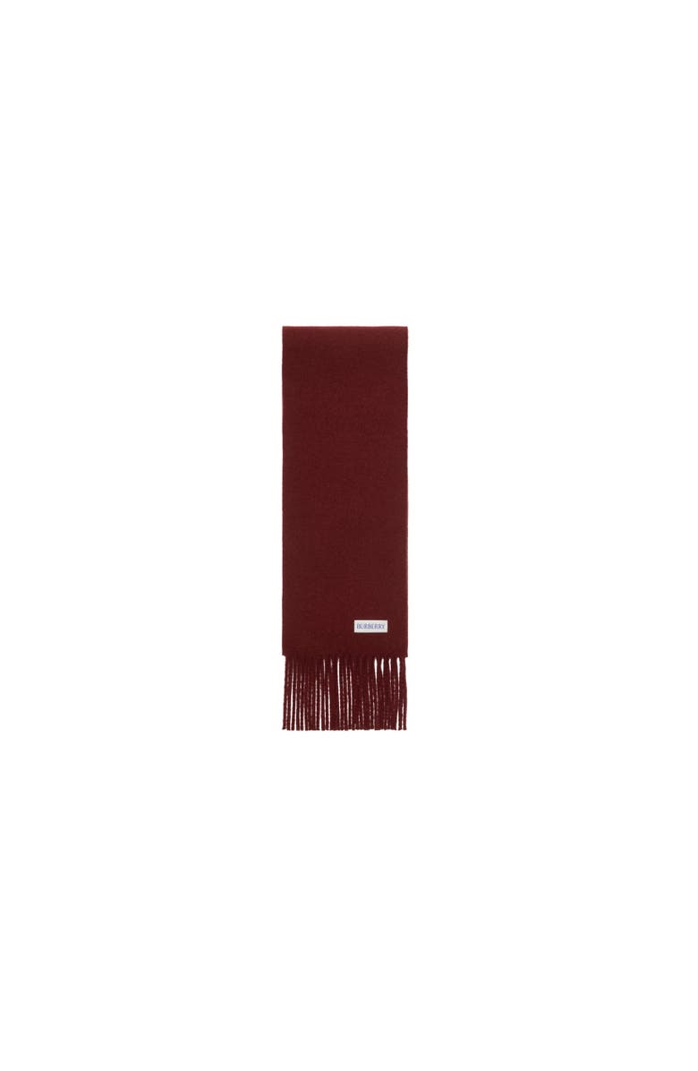 Burberry Check Label Cashmere Scarf, Alternate, color, Sash Red
