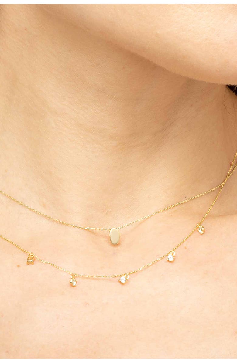 Oradina 14K Yellow Gold Sweet Oval Pendant Necklace, Alternate, color, Yellow Gold