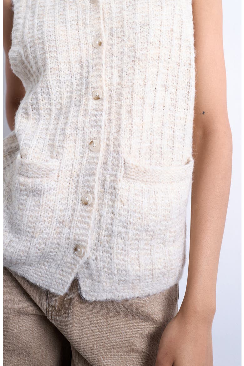 Sleeveless Knit Cardigan, Alternate, color, STONE