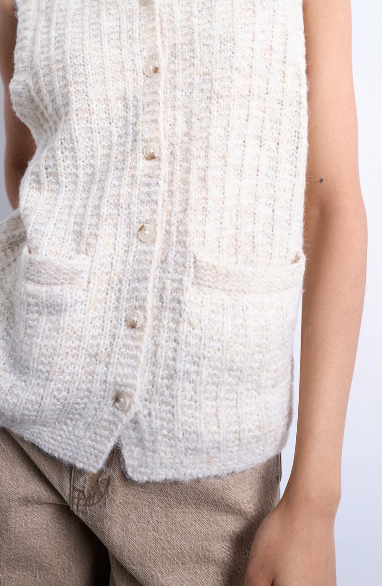 Topshop Sleeveless Knit Cardigan, Alternate, color, Stone