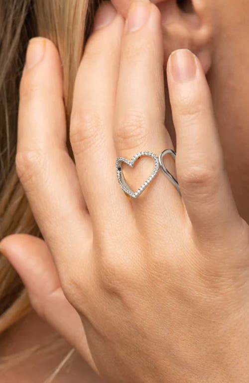Bearfruit Jewelry Mae Triple Heart Statement Adjustable Ring In Metallic