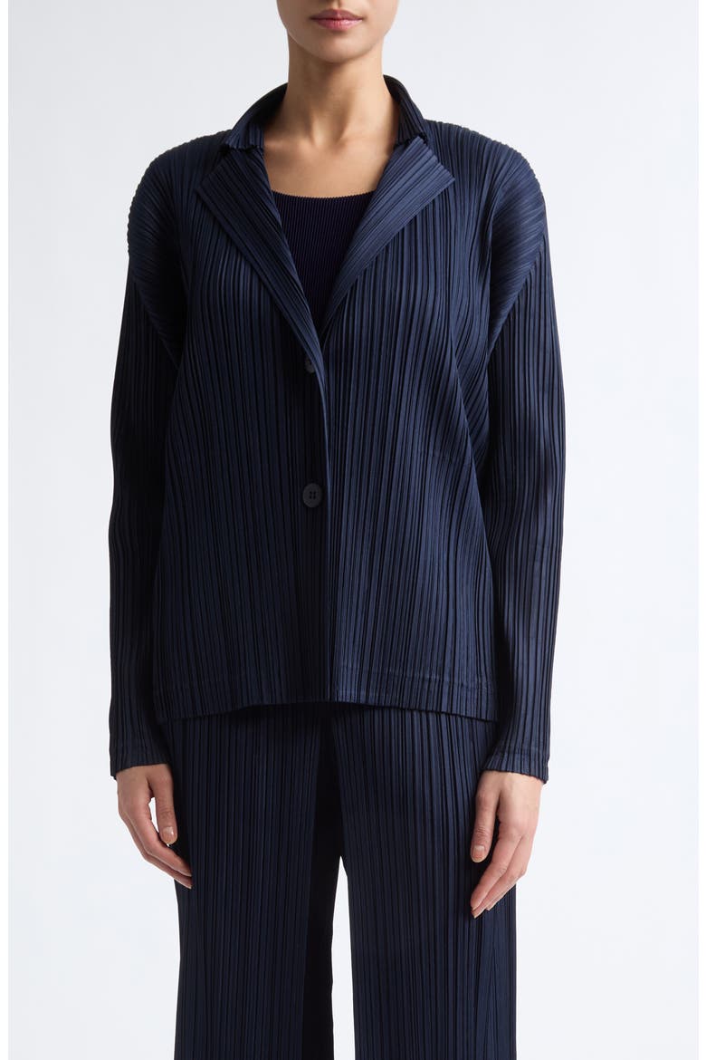 Pleated Blazer, Main, color, NAVY