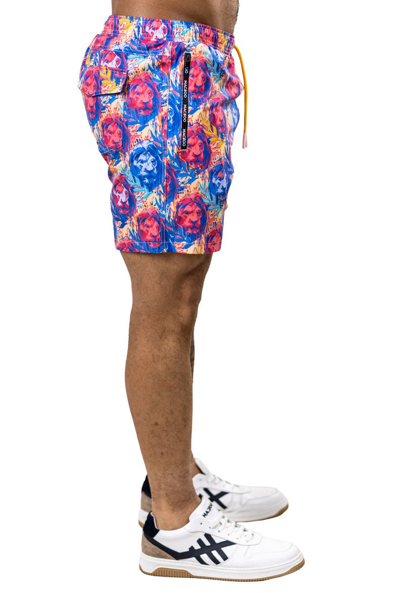 Swim Marthyr Print Swim Trunks, Alternate, color, RED
