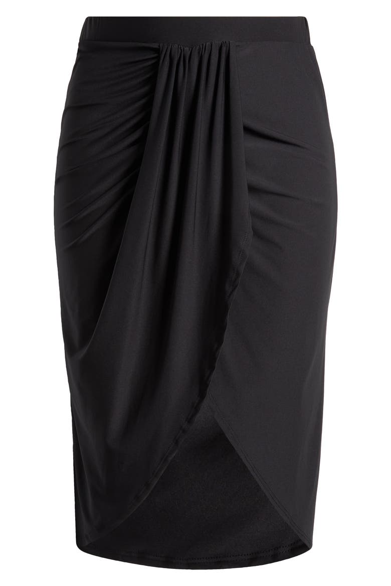 Draped Wrap Skirt, Alternate, color, BLACK