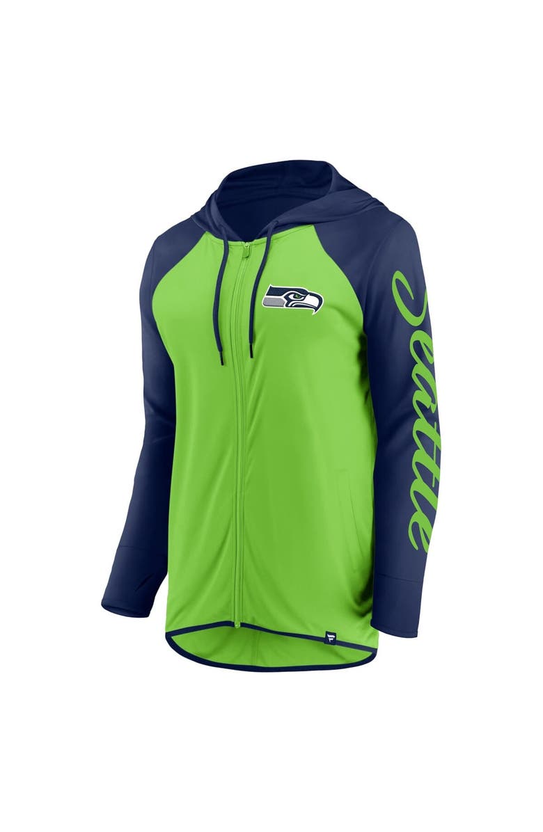 FANATICS Women's Fanatics Neon Green/College Navy Seattle Seahawks Script Full-Zip Hoodie, Alternate, color, Neon Green