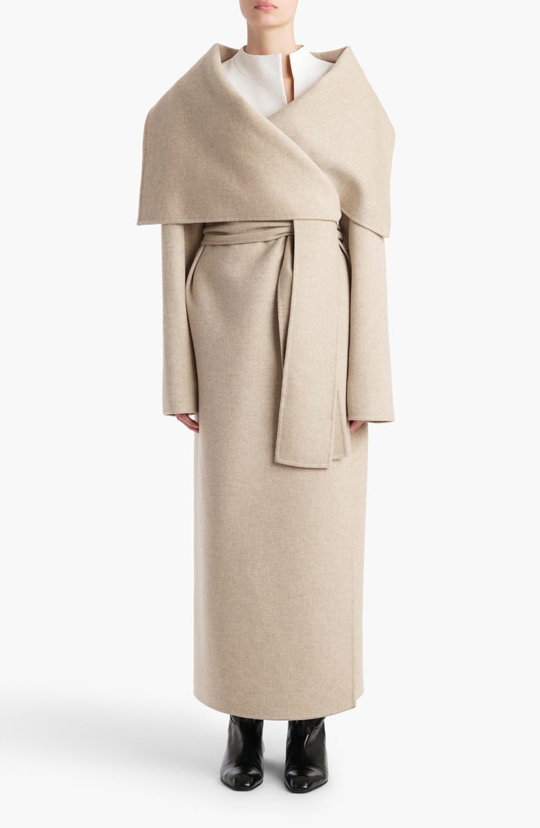 Khaite Levitt Cashmere Double Face Long Coat, Main, color, Oatmeal
