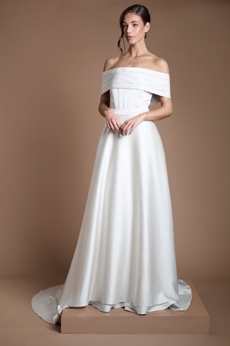 Bandeau Neck Bridal Shrug Top, Alternate, color, Ecru