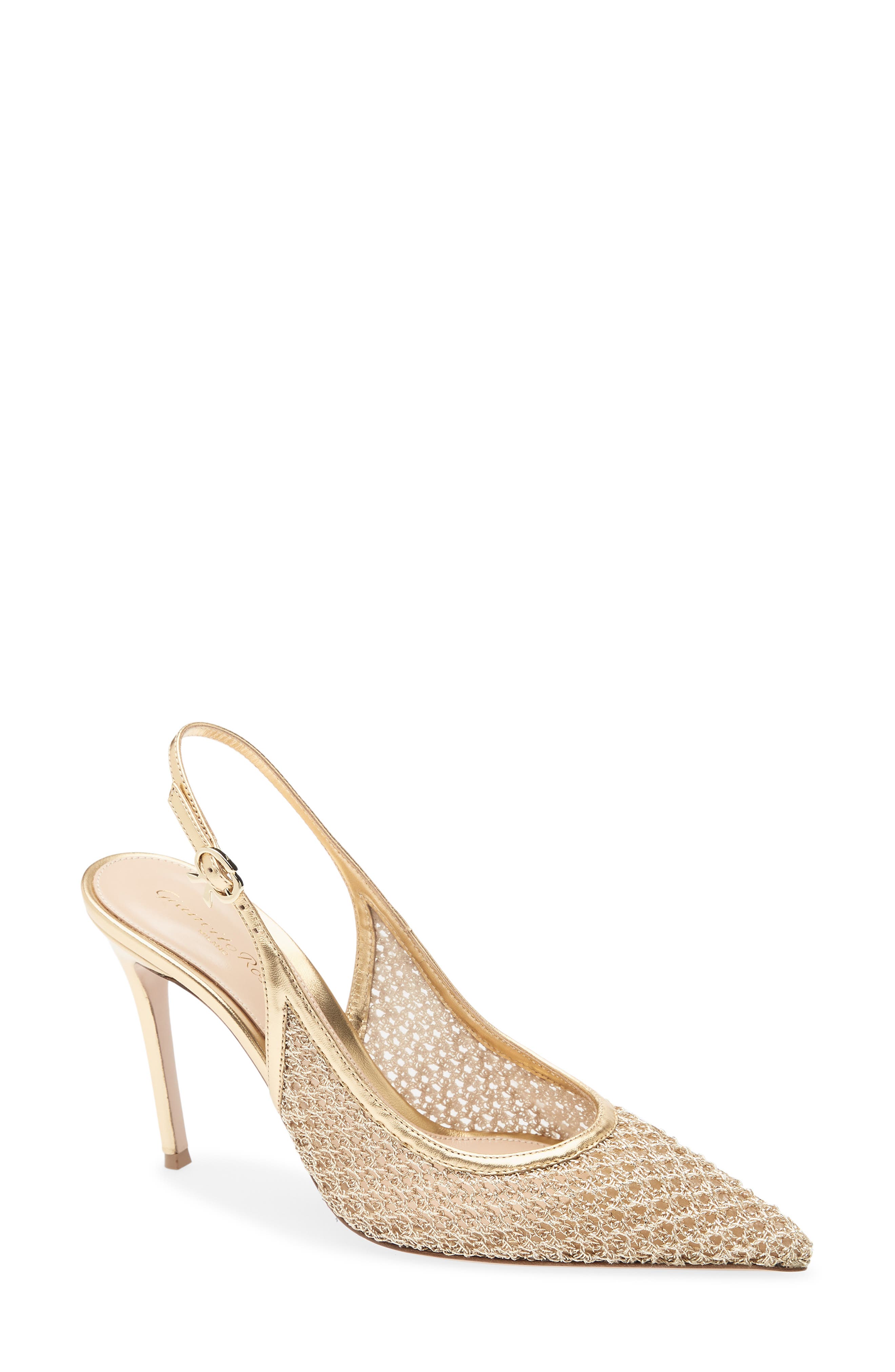 Gianvito Rossi Pointy Toe Slingback Sandal, Main, color, Mekong