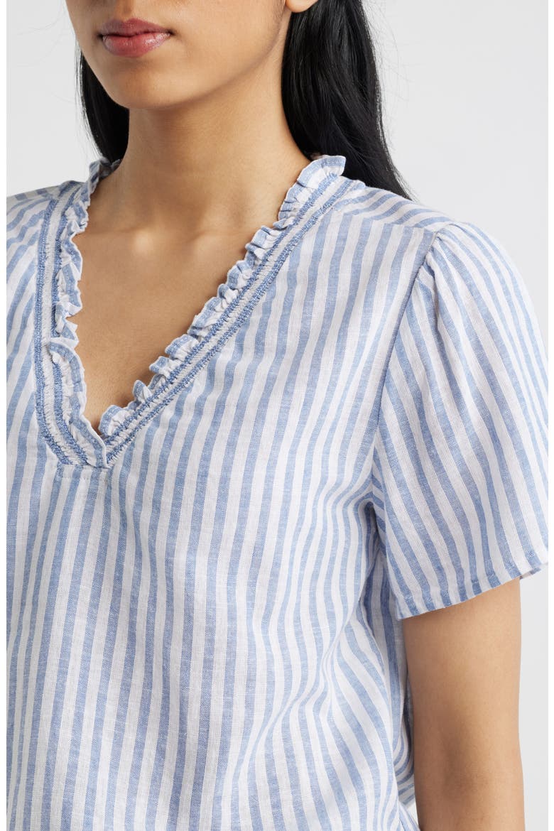 Bree Ruffle Linen & Cotton Top, Alternate, color, MISTY LINES