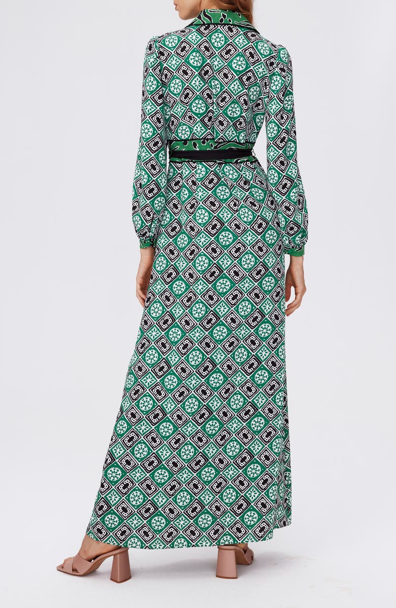 DVF Joshua Long Sleeve Maxi Shirtdress, Alternate, color, Paper Cut Geo/Wtr Tyg Gn Lg