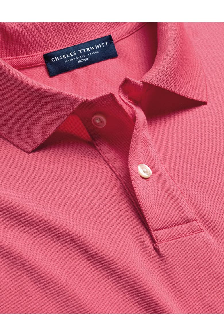 Short Sleeve Cotton Stretch Pique Polo, Alternate, color, Coral Pink