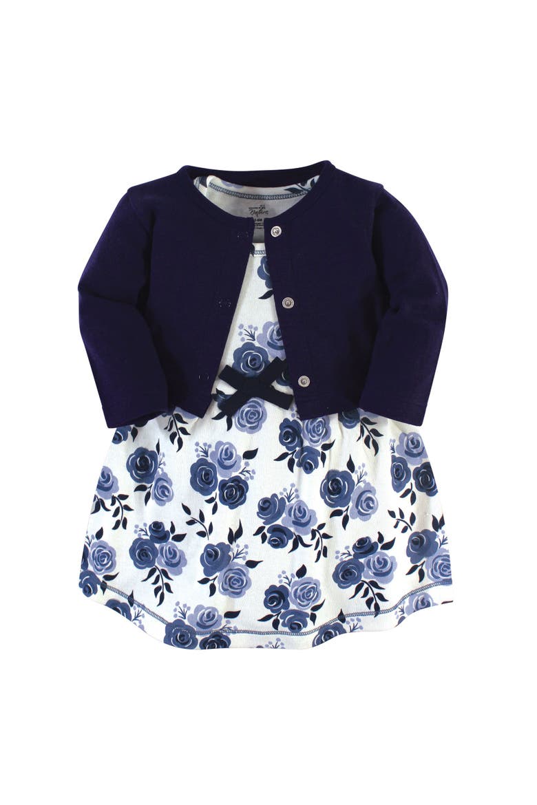 Organic Cotton Dress and Cardigan, Main, color, Navy Floral