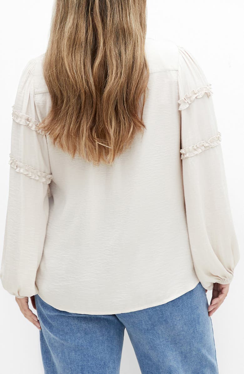 City Chic Ruffle Puff Sleeve<br />Peasant Blouse, Alternate, color, Porcelain