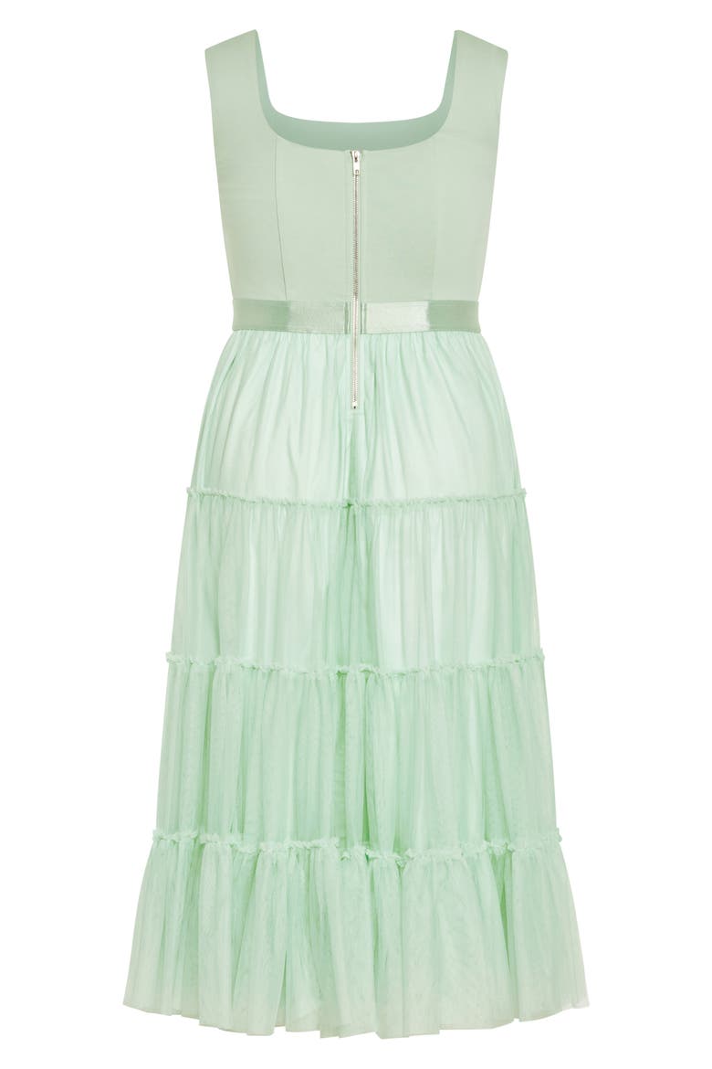 Sherie Sleeveless Tiered Tulle Dress, Alternate, color, MINTY