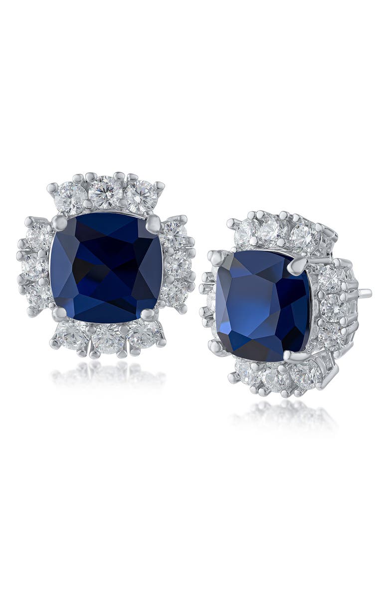 CZ by Kenneth Jay Lane Cushion Cut Cubic Zirconia Halo Stud Earrings, Main, color, 