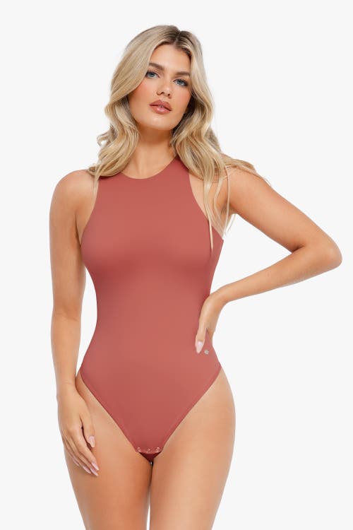 Popilush Shapewear Cloudsense Sleeveless Cutaway Round Neck Bodysuit In Faded Rose