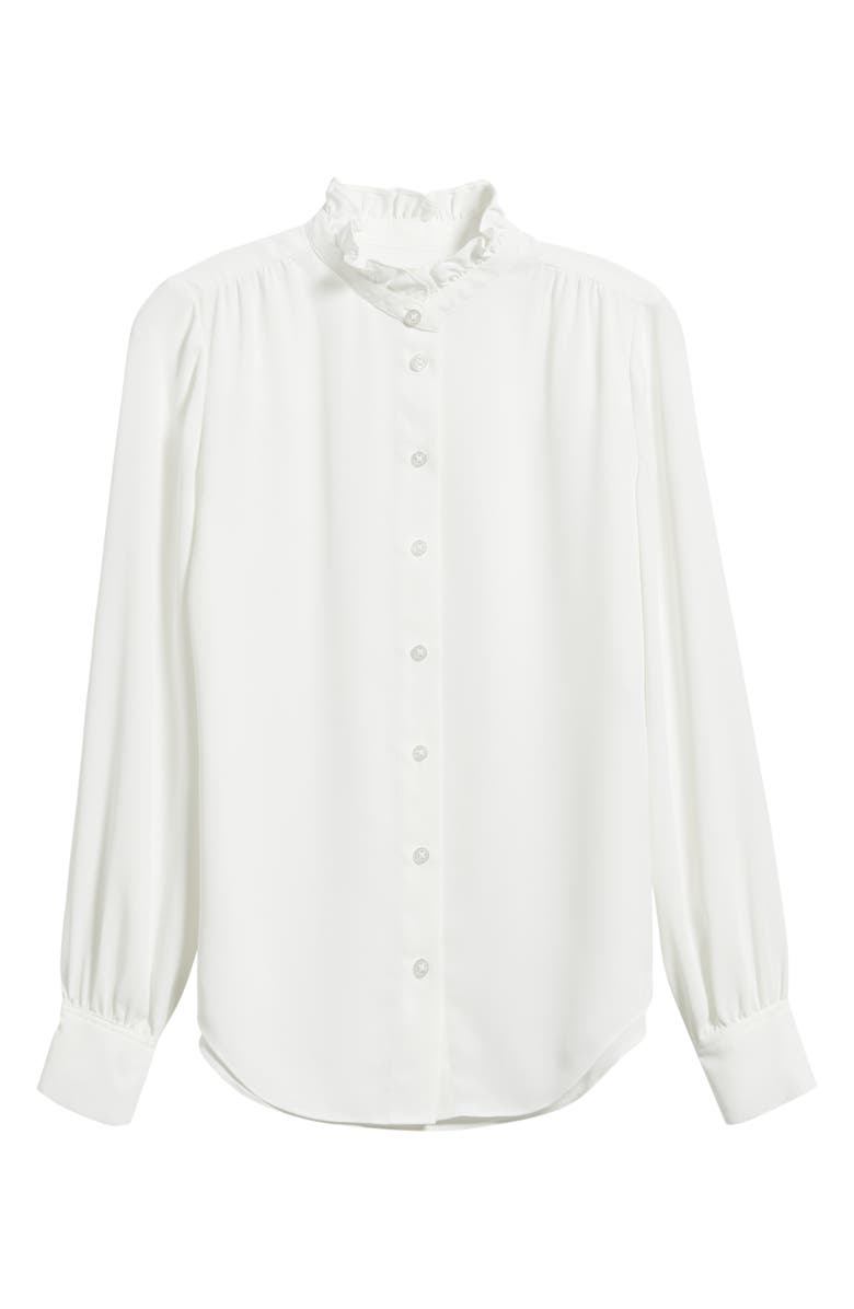 Anne Klein Ruffle Accent Button-Up Shirt, Alternate, color, 
