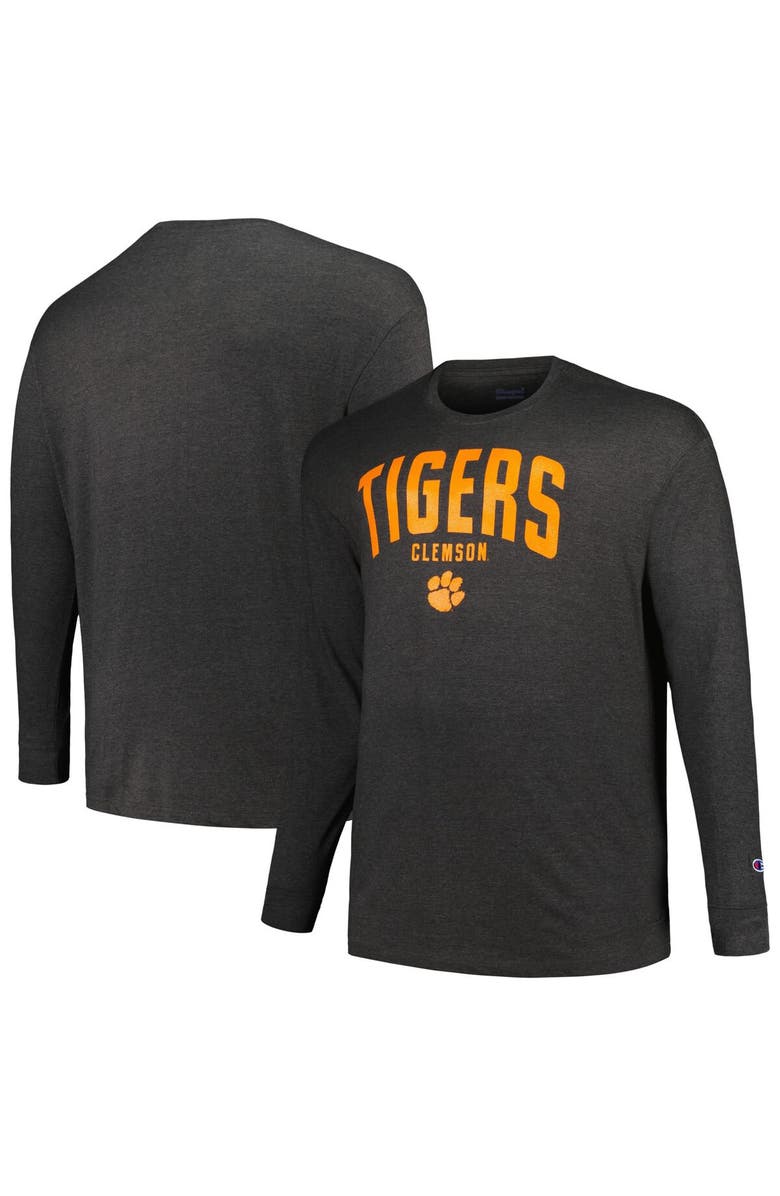 Champion Men's Champion Charcoal Clemson Tigers Big & Tall Arch Long Sleeve T-Shirt, Alternate, color, Charcoal