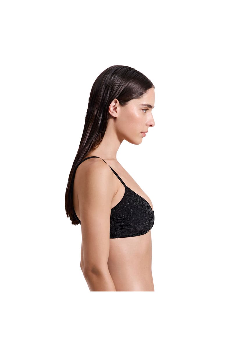 Luma Gottex Luna Textured Shimmer Scoop Neck Bikini Top, Alternate, color, Black