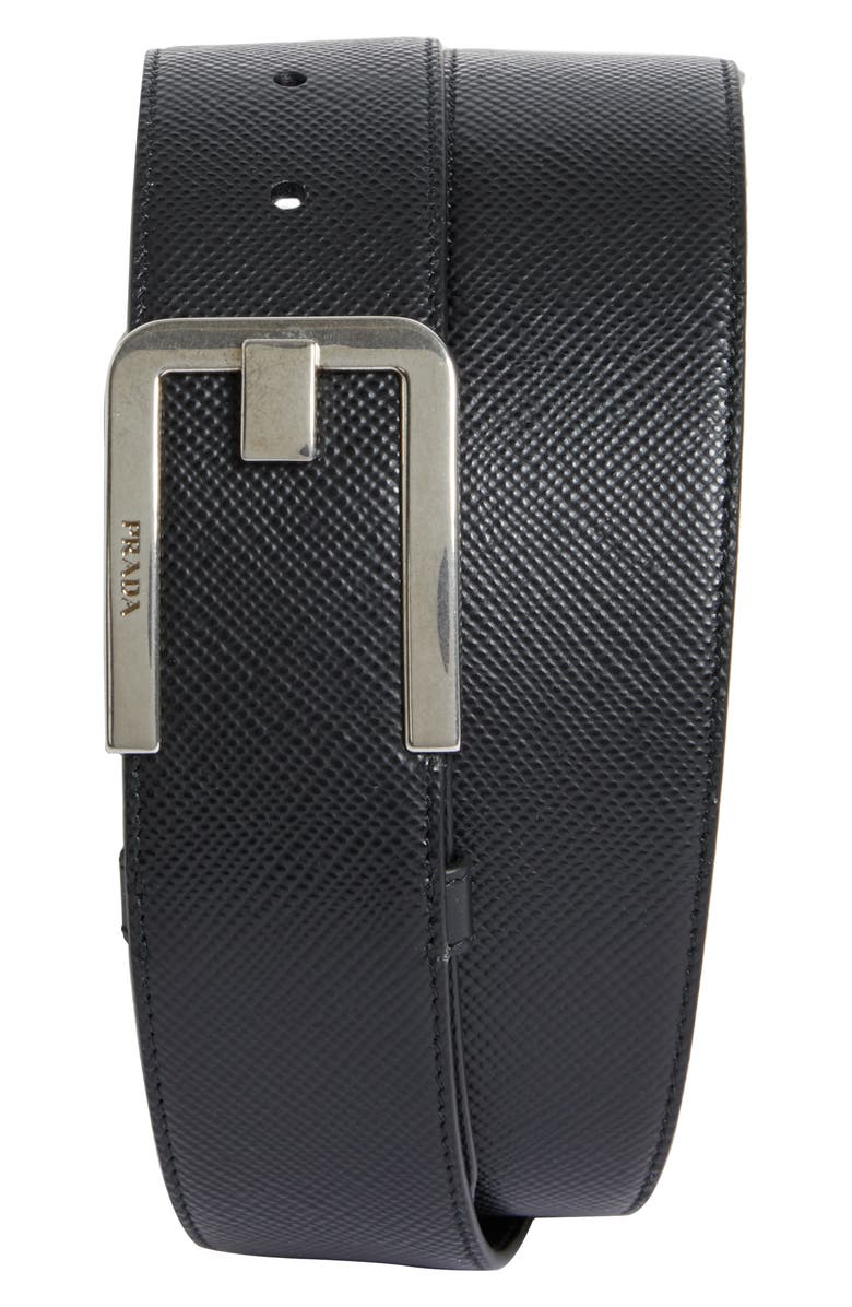 Prada Saffiano Leather Belt, Main, color, 