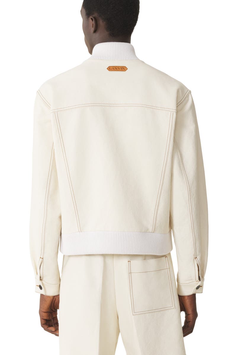 Lanvin Teddy Jacket In Denim, Alternate, color, White, Beige